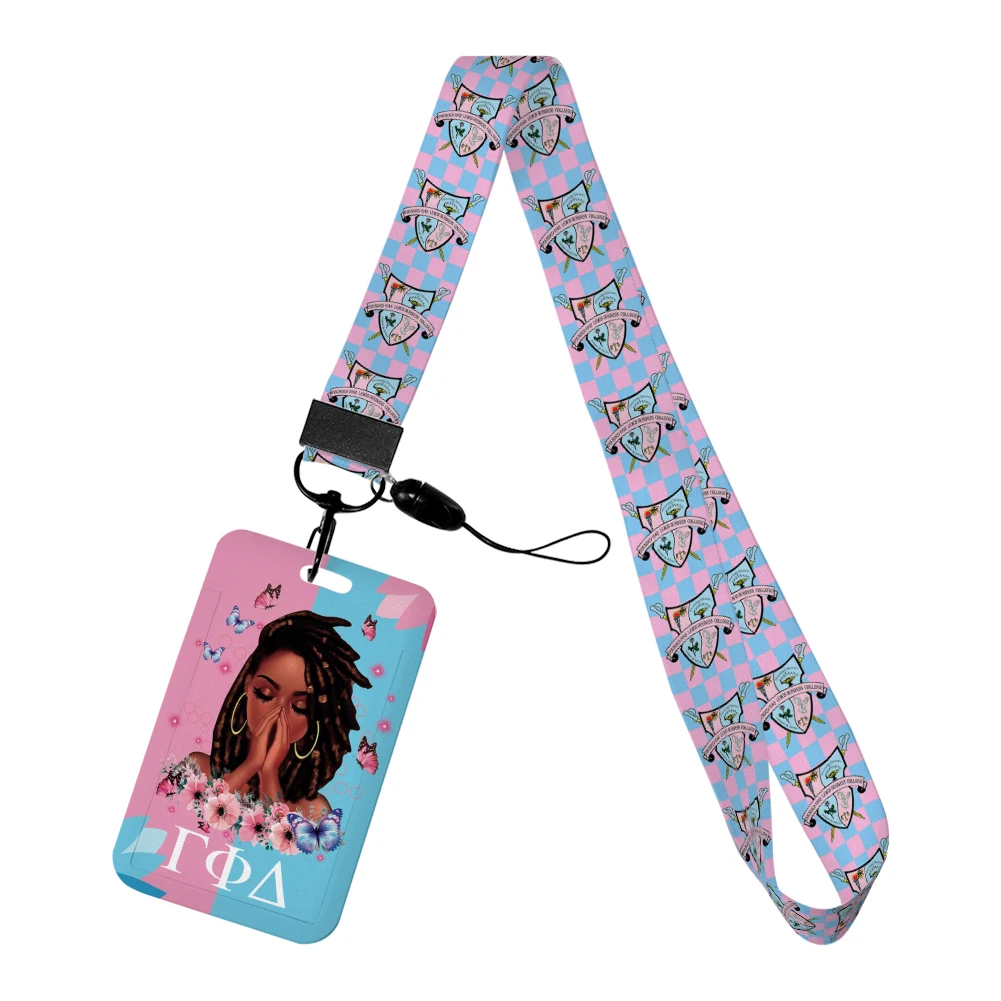 New Arrival Gamma Phi Delta Sorority Plastic Card Holders Keychain Work Card Bus Access Card Holder PVC Keychains Sister Gifts