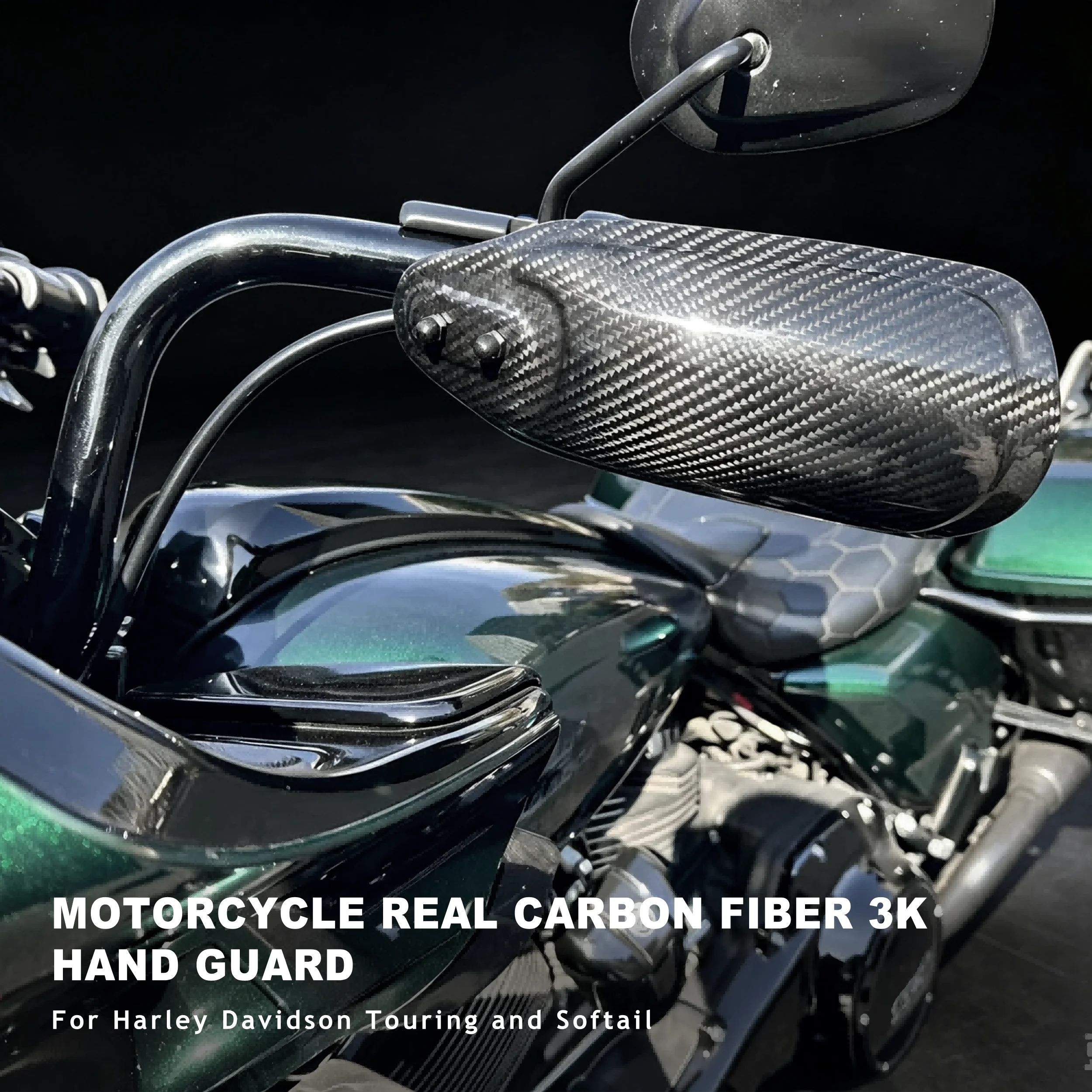 Motorcycle Performance 3K Real Carbon Fiber Hand Guard Wind Shield Handlebar Protector for Harley Softail Street Bob(FXBB) 18-20