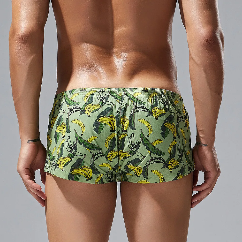 Pantalones Aro con estampado de moda para hombre, ropa interior Sexy Boxy, cintura baja, bolsa convexa en U, algodón, transpirable, informal, pijamas para dormir en casa, Boxer Shorts