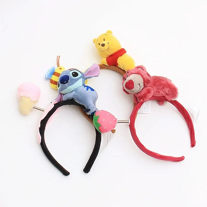 Cartoon Cute Strawberry Bear Headband Plush Face Wash Hairband Pressed Hair Anti-Slip Headband  Hair Accessoires for Women Gift