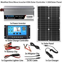 110V/220V Solar Power System 20W Solar Panel+30A Solar Charge Controller+1500W Modified Sine Wave Inverter Power Generation Kit