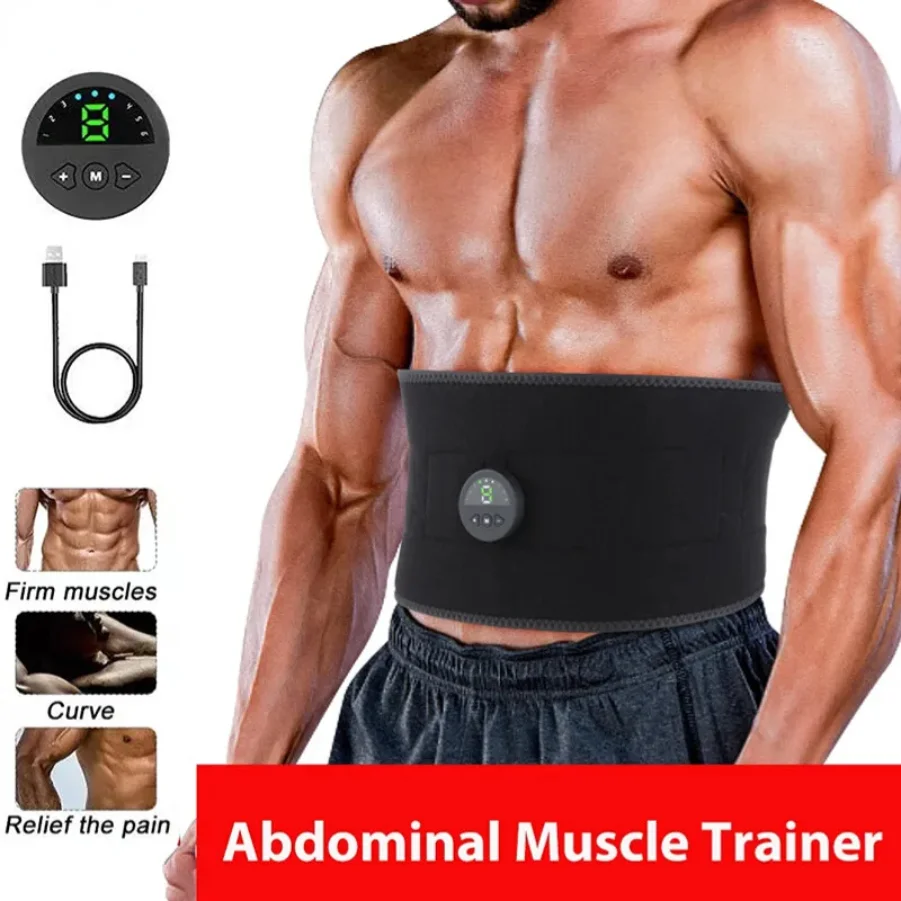 Waist Massager Belt EMS Electric Muscle Stimulator 19 Levels 12 Modes 6 Pads Vibrating Abdominal Trainer Body Slimming Shaping