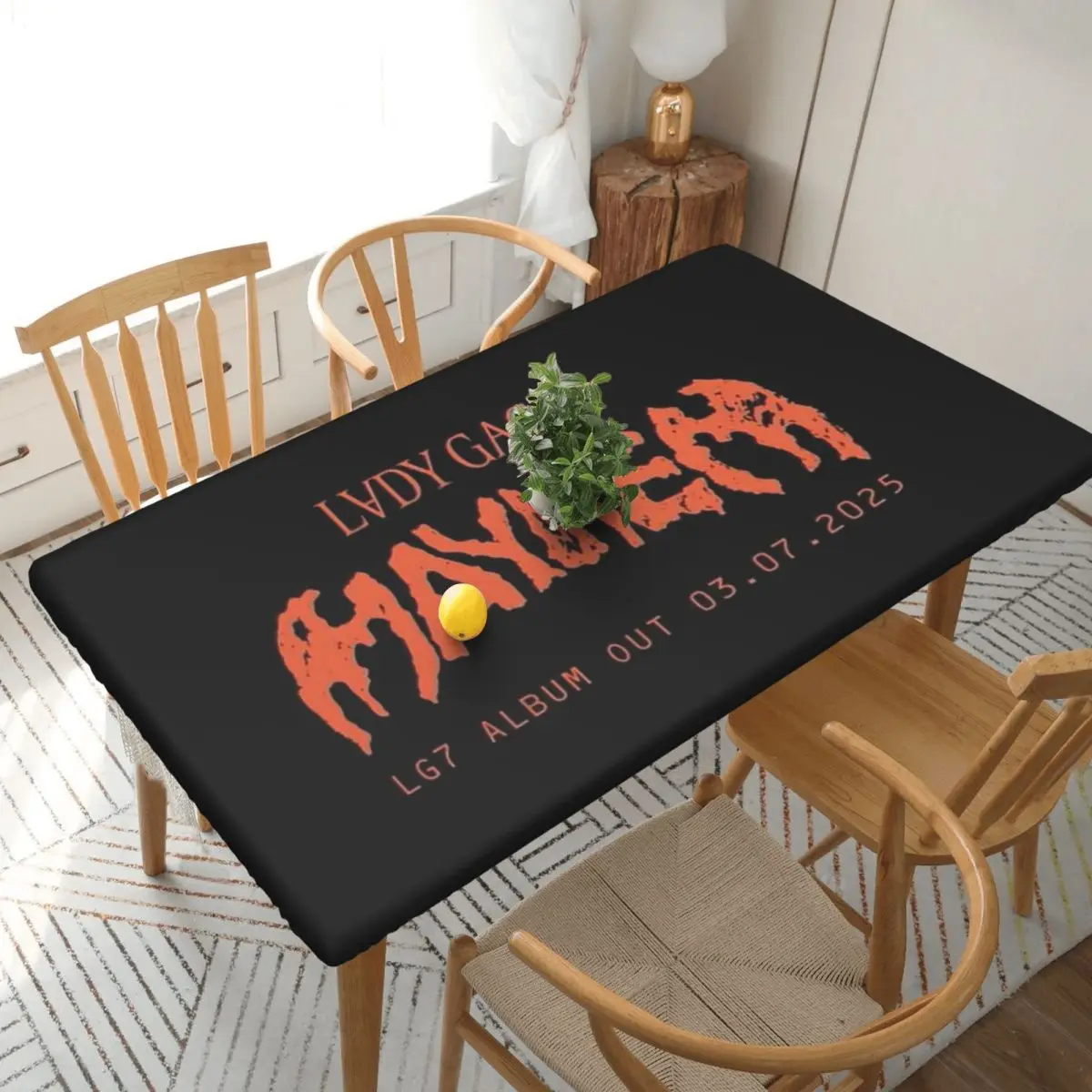 Lady Gaga Mayhem Album Custom Rectangular Tablecloth Waterproof Table Cover for Festival Party Decorations Table Cloth