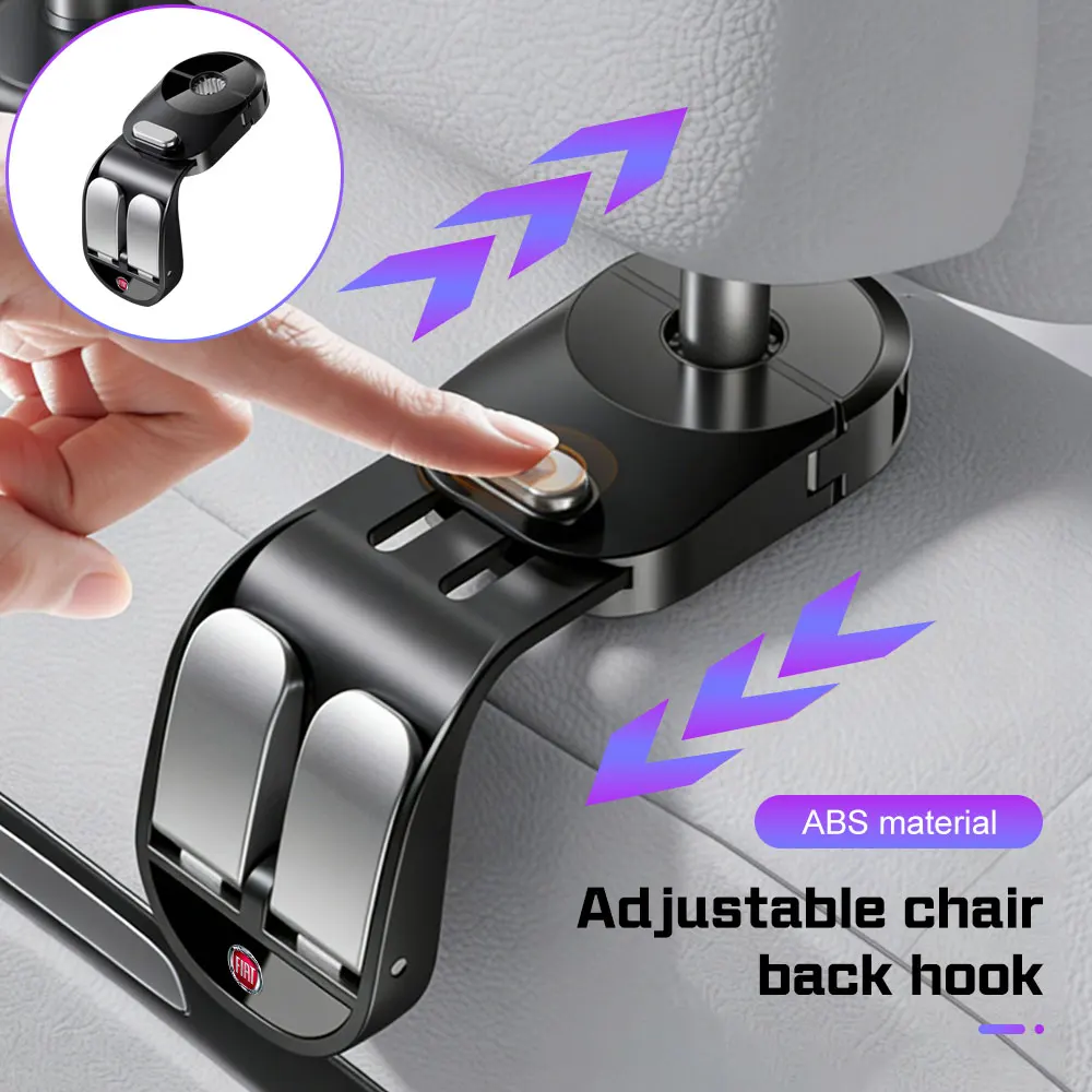 Gancho de almacenamiento para coche, organizador con clip para reposacabezas y asiento trasero, para Fiat 500 600 / 600e Grande Panda Panda Topolino 500X Tipo