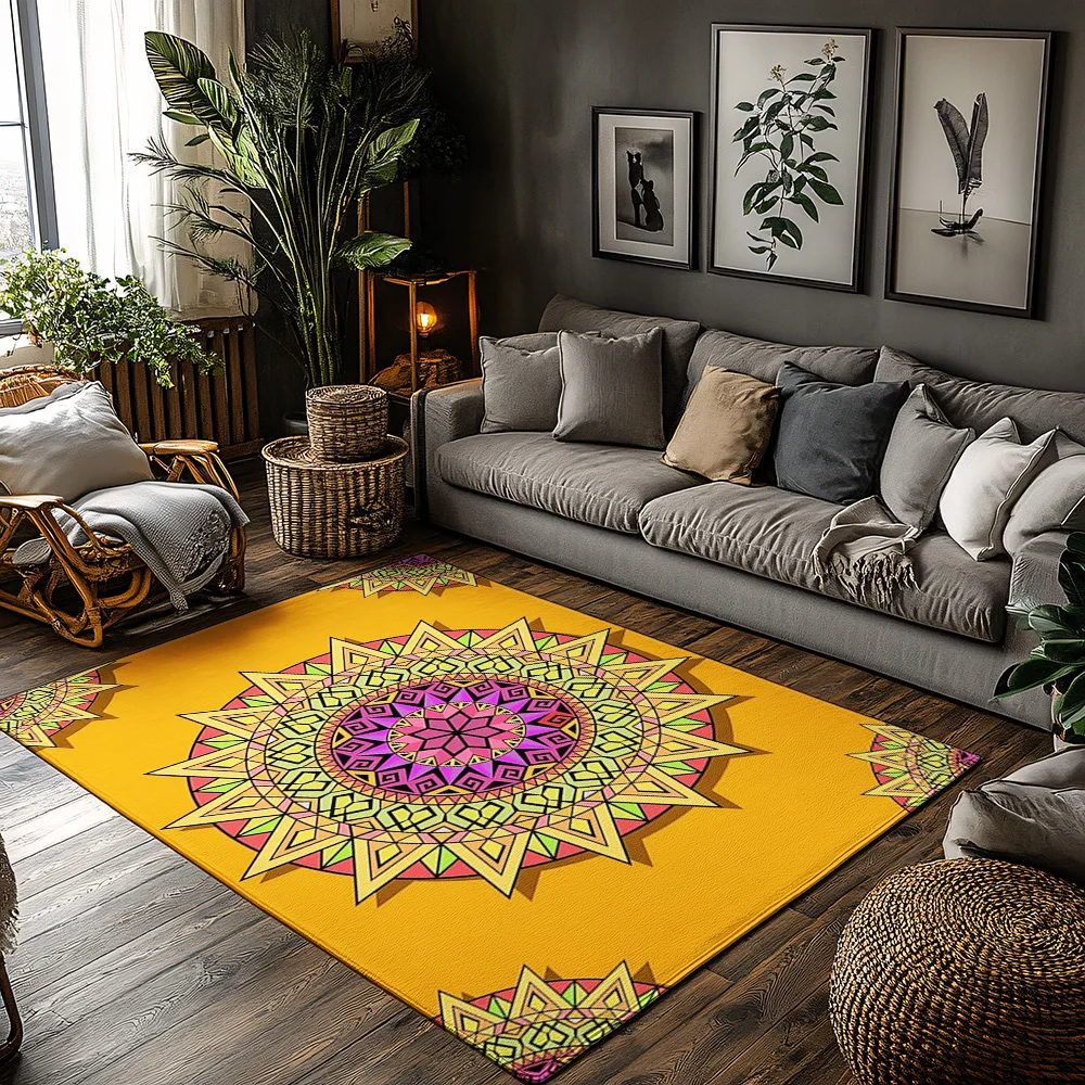 Colorful Bohemian Rug Washable Non-Slip Floor Mat Living Room Bedroom Decor Area Rugs Modern Abstract Geometric Pattern Home Acc