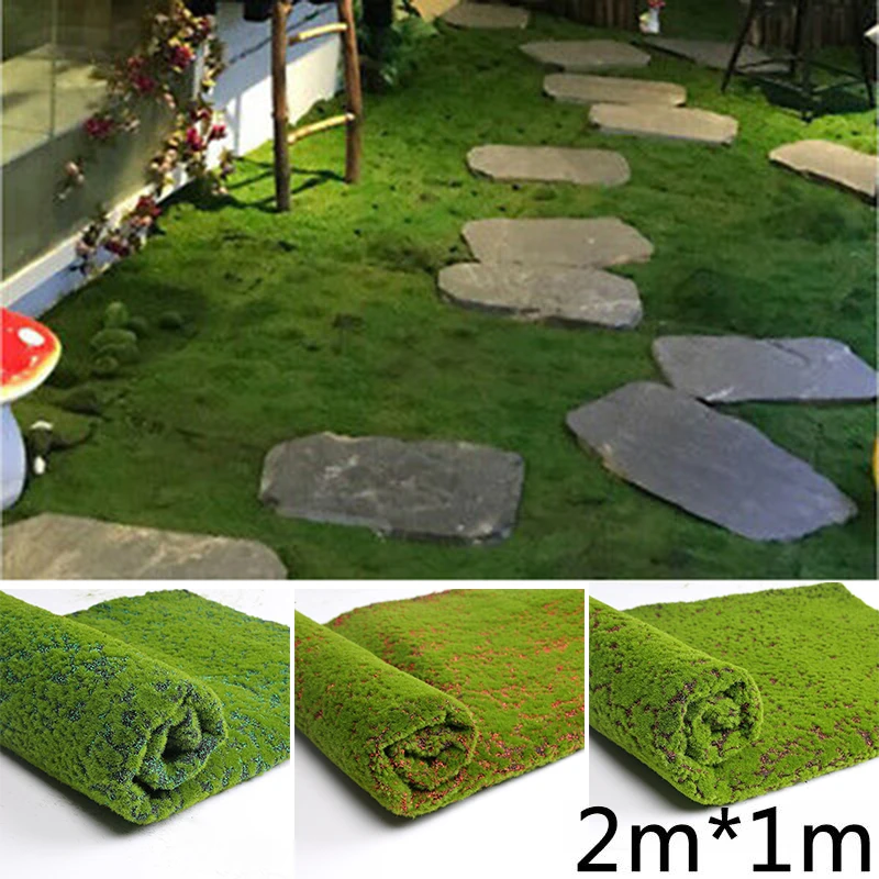 

Artificial Moss Fake Green Plants Grass For Shop Patio Wall Decor DIY Festival Wedding Decoration Mat Carpet Pearl Cotton 1M*2M