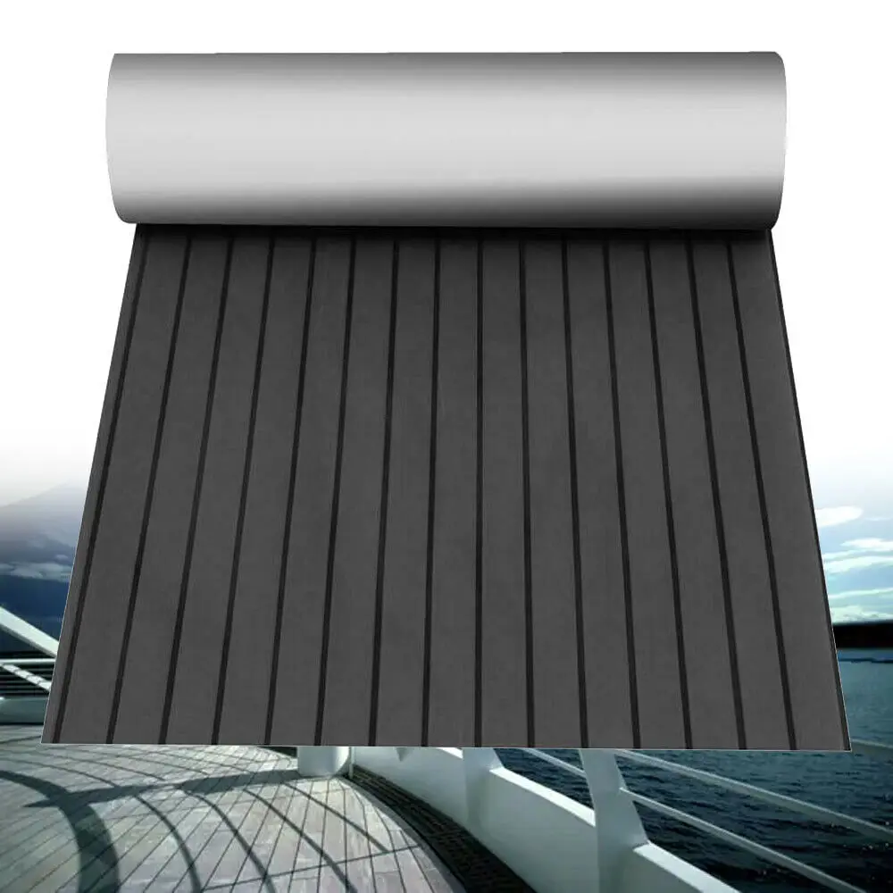 

EVA Foam Boat Deck Matte Marine Flooring Carpet Yacht Accessories Self Adhesive Pad Light Dark Grey With Black Stripe 2400x900mm