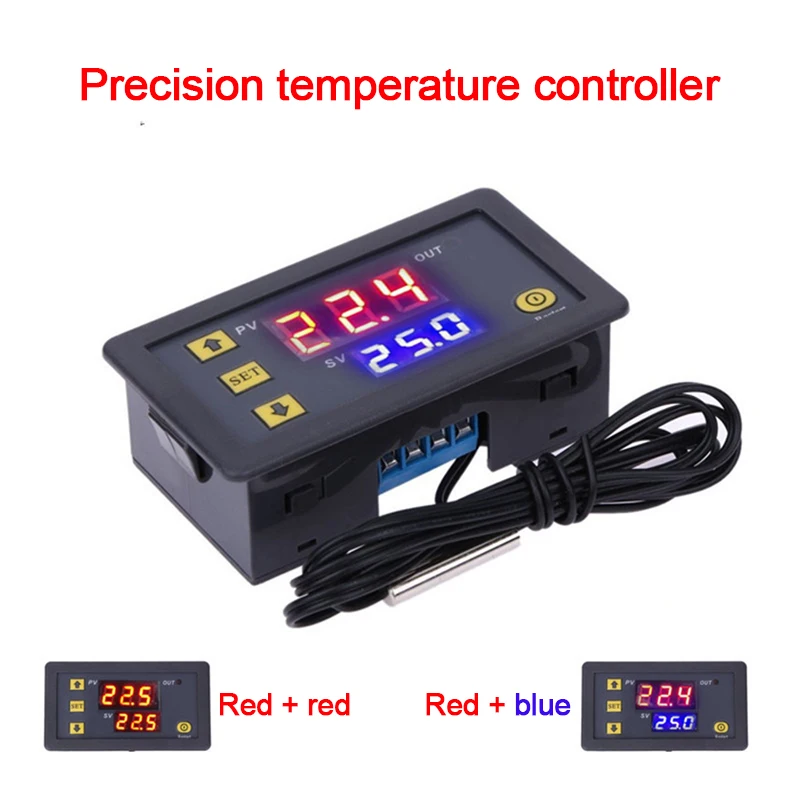 W3230 Digital Thermostat 12V 24V AC110-220V Microcomputer Temperature Controller LED Display Heat/Cooling Control Instrument