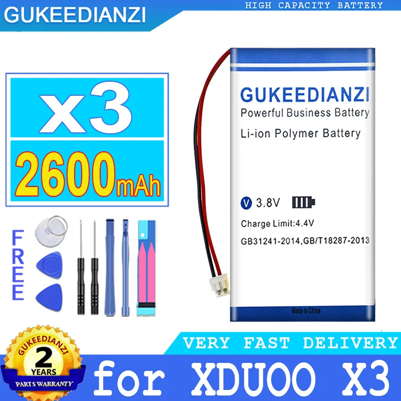 2600mAh/3200mAh аккумулятор GUKEEDIANZI для XDUOO X3 1th 1 II 2 Music Player, аккумулятор большой мощности