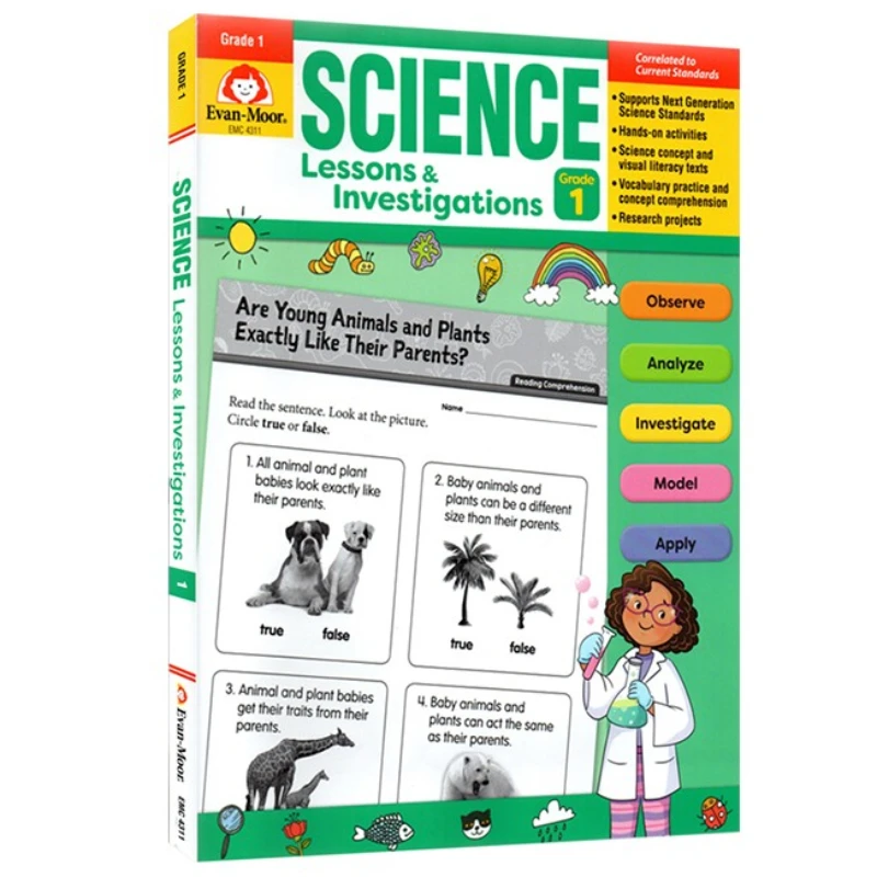 

Evan-Moor Science Lessons and Investigations, Grade 1 Workbook,aged 5 6 7 8, English book 9781645140030