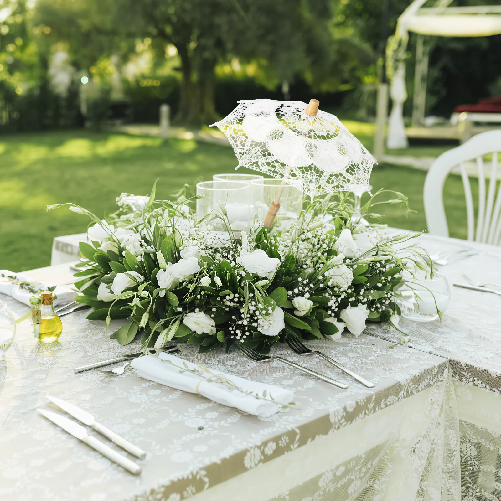 نسيج القطن المظلة الدانتيل مظلة الزفاف العروس التطريز الظل ديكور صور الدعامة الشاي حزب التبعي