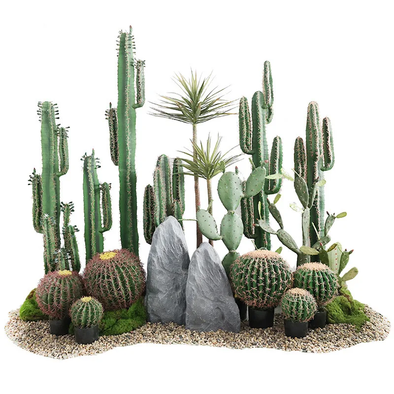 

Simulated cactus potted tropical plant landscaping shopping mall store window bionic fake green plant large floor ornament