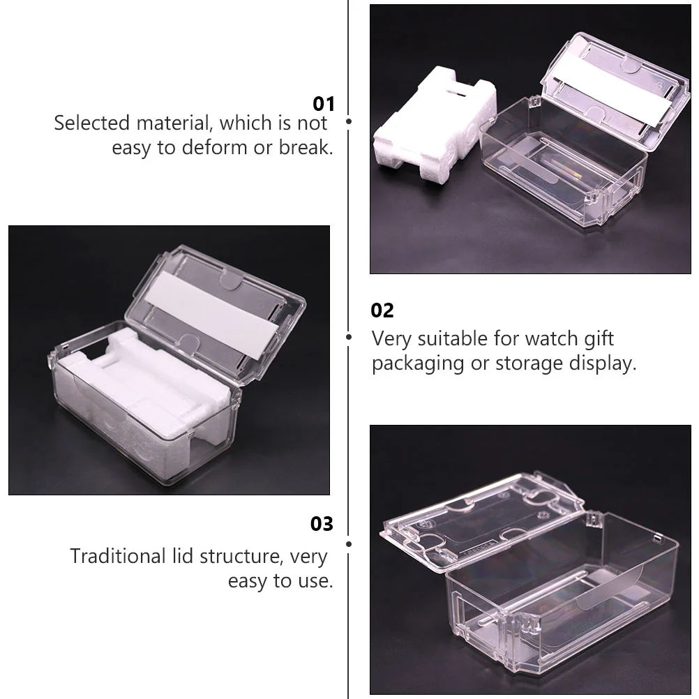 Transparent Watch Box Clear Pencil Case Holder Storage Candy Organizer Holding Plastic Pet Container Man