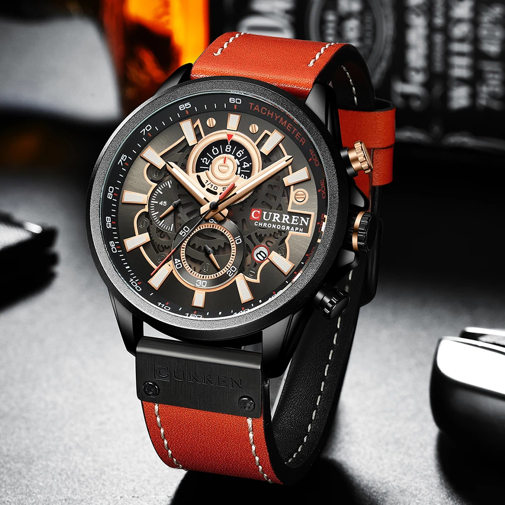CURREN Uhr für Männer Top Marke Luxus Lederband Quarz Wasserdichte Armbanduhr Mode Lässig Sport Uhr Business Datum Uhr – Detail 20