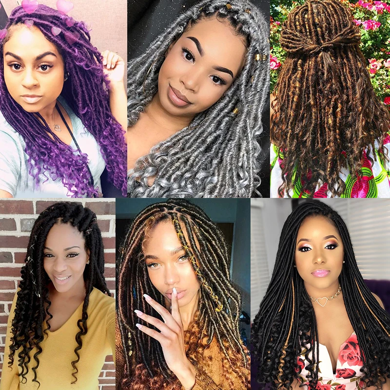 16 20นิ้วเทพธิดาผม Faux Locs Crochet Braids ผมสังเคราะห์ Braiding Hair Extensions สำหรับผู้หญิง Deadlocks ธรรมชาติ Braids