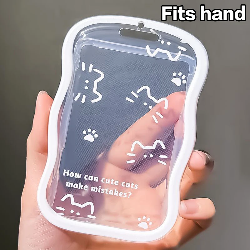 Cartoon Cat Transparent Photo Card Holder Design Idol Photo Sleeve Anti Lost Keychain Photocards Protector Case