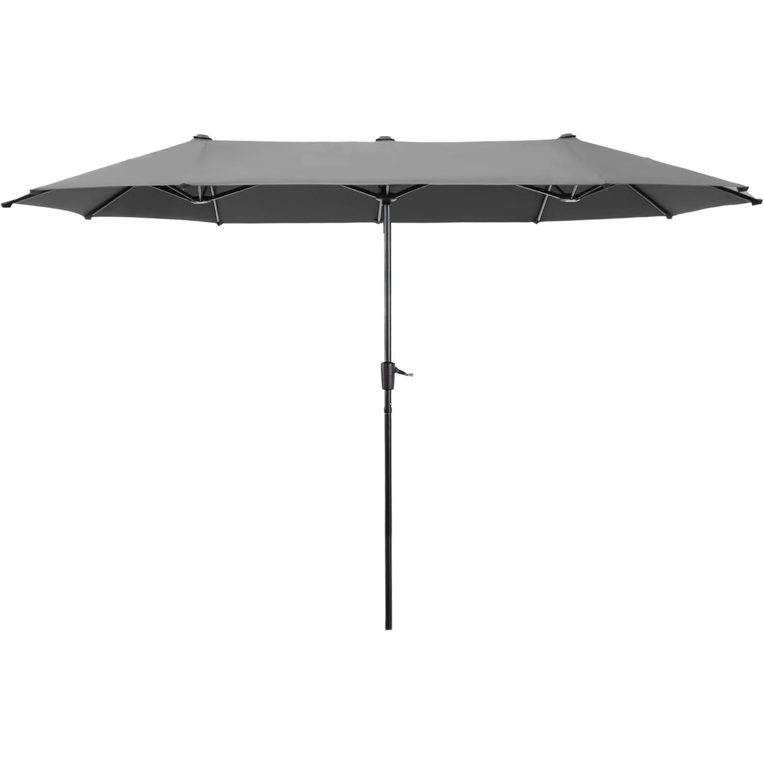 

HERA'S PALACE 13 Ft Large Double-Sided Twin Patio Outdoor Market Umbrella with Crank Handle Powerful UV Protective Light Gray