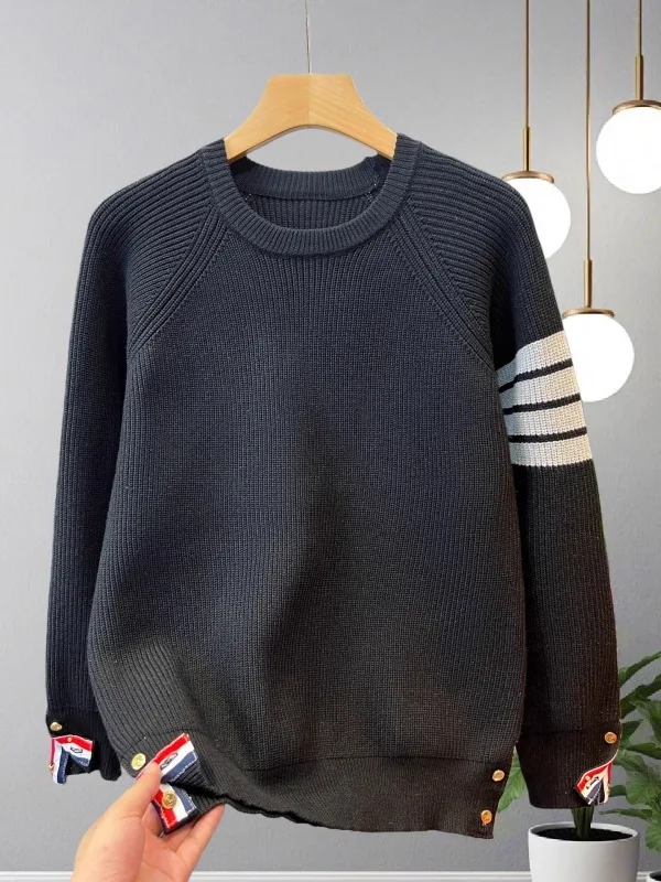 

Мужской вязаный свитер с круглым вырезом, повседневный, свободного кроя, осенне-зимний, модный, удобный, дышащий топ