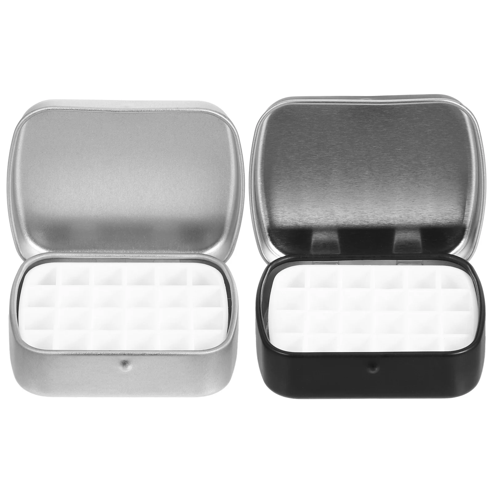 

2Pcs Watercolor Storage Box Compartments Travel Outdoor Palette Empty Iron Tin Metal Mixing Tray Paint Palette Tray