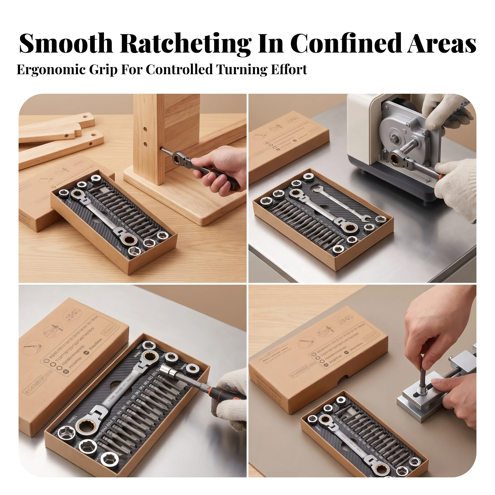 Ratchet Wrench Tool Kit Wear Resistant Ratchet Wrench Set with Storage Box Socket Set with Storage Case Long-Lasting Organized