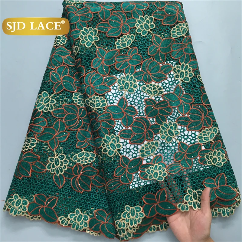 

SJD LACE Water Soluble Guipure Cord Sequins Lace 2024 High Quality African Embroidery Lace Fabric For Wedding Party Dresses 4155