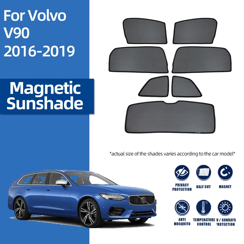 

For Volvo V90 2016-2022 2023 2024 Magnetic Car Sunshade Shield Front Windshield Curtain Rear Side Baby Window Sun Shade Visor