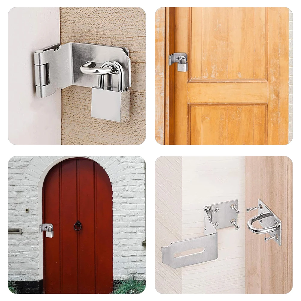 

Hasp Lock 4 Inch 90 Degree Stainless Steel Padlock Latch For Attic And Garage Doors