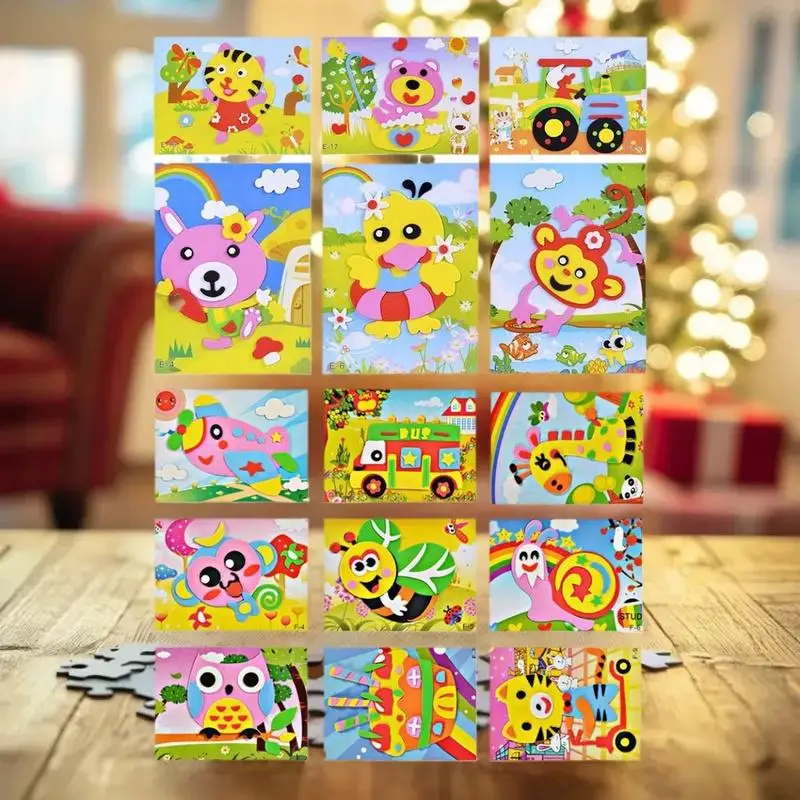 Kids DIY Animal Cartoon Puzzle; 10/20pcs 3D EVA Foam Stickers; Multi-pattern Gifts for Children
