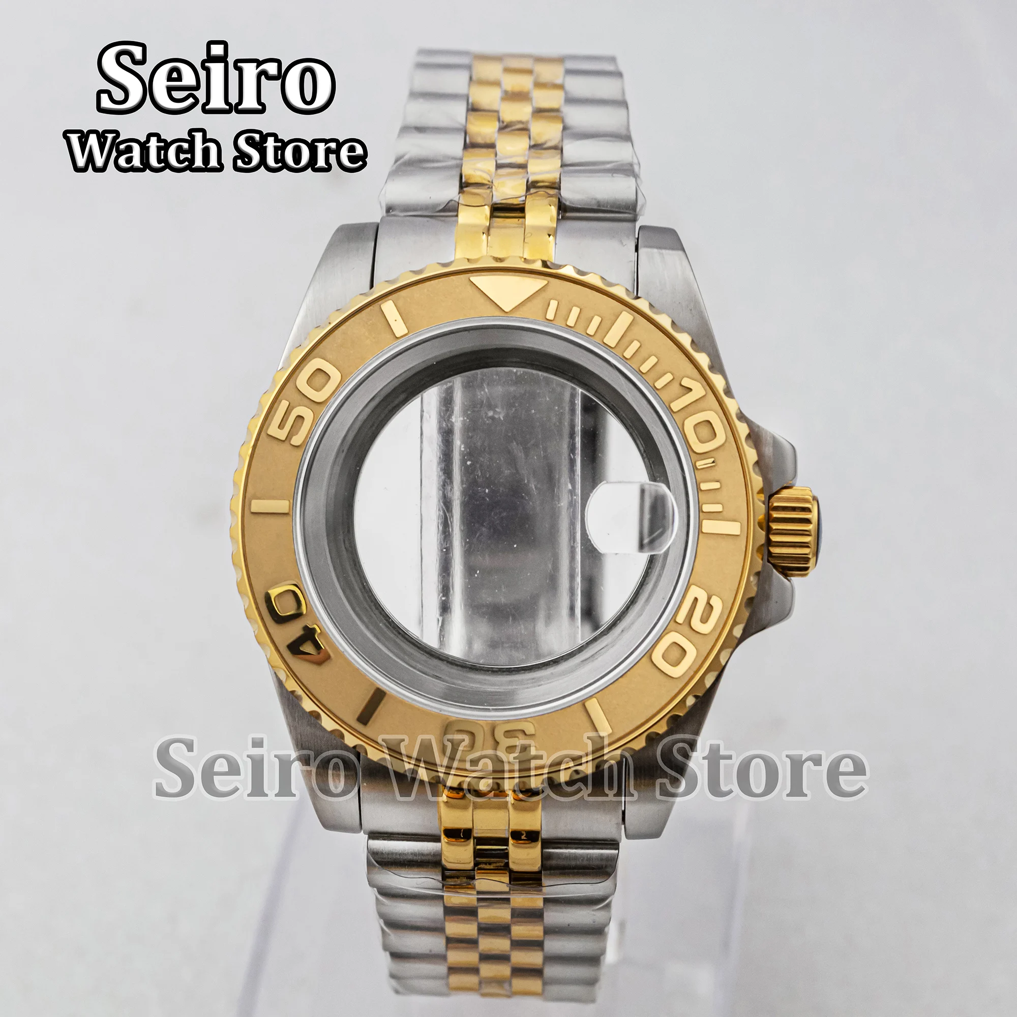 

40MM Yacht Stainless Steel NH35 Watch Case Jubilee Strap 100M Waterproof Sapphire Glass Parts for NH34 NH36 Movement