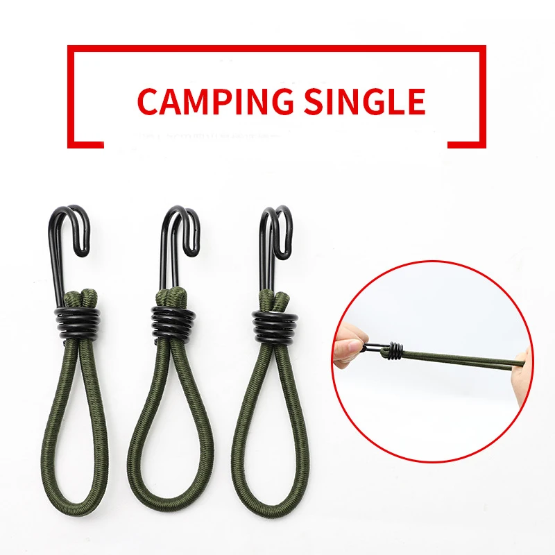 5/10pcs 15cm Tent Elastic Rope Cord with Hook Camping Tent Fixation Elastic Stretch Rope Outdoor Accessories