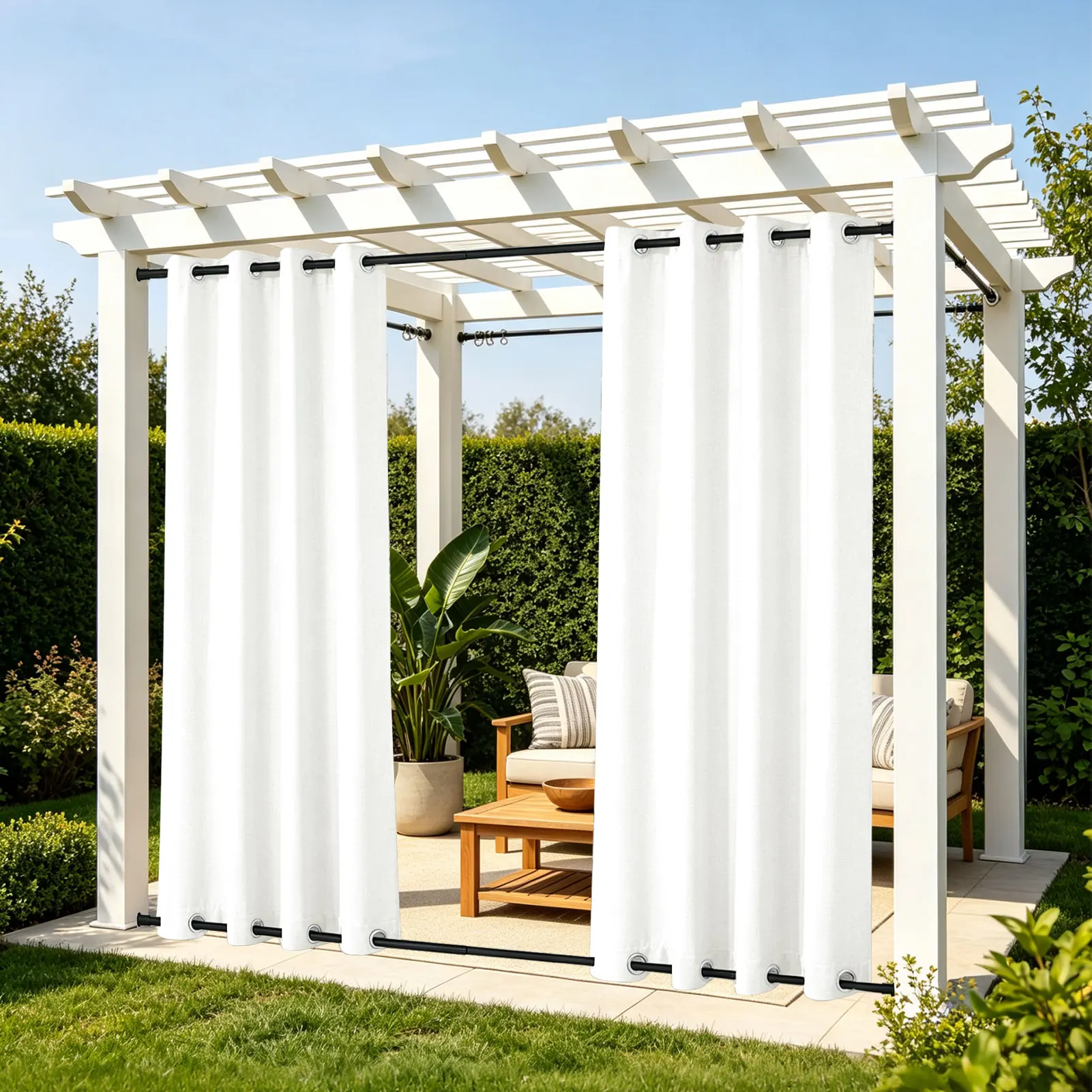Outdoor Curtains with Rustproof Grommet on Top and Bottom for Patio Waterproof Windproof Privacy Curtain Outdoor Living Dividers