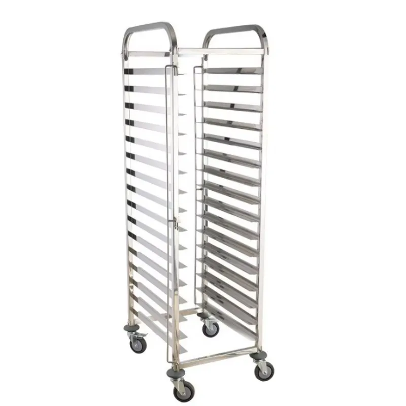 

16 Tier 1850x620x470mm Stainless Steel Food Defrost Bun Pan Trolley Bakery Sheet Pan / Baking Rack