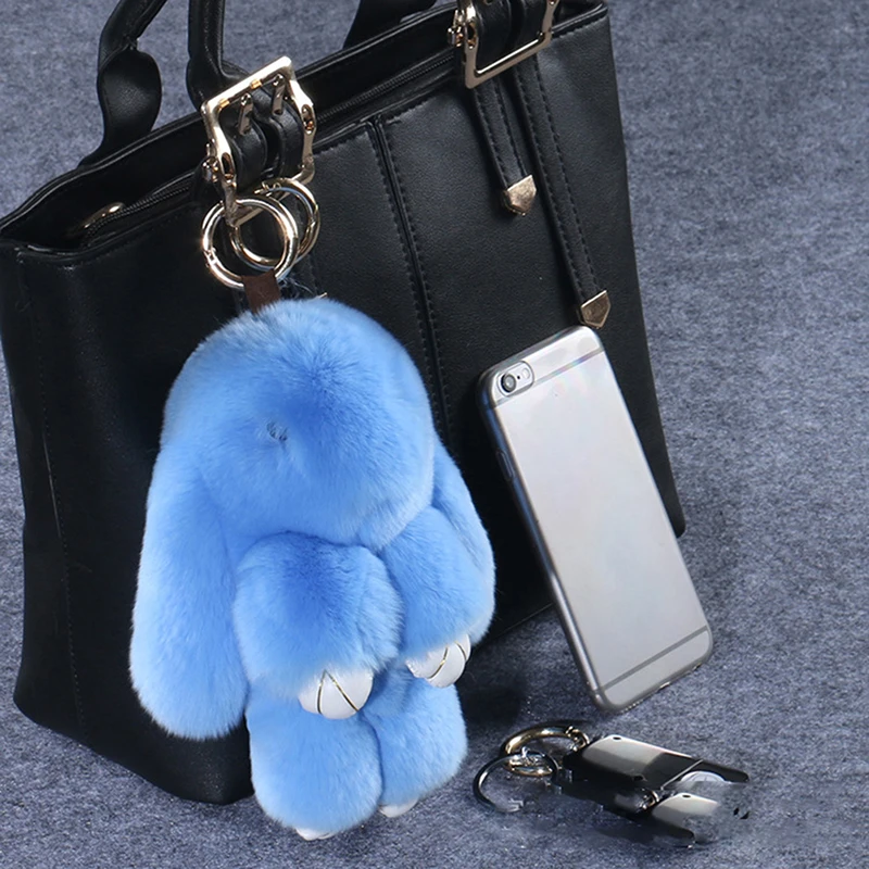 15cm Rabbit Fur Keychain Women Bag Car Key chain Pendant Decoration Jewelry Bags Hangings Accessories Gifts image 4