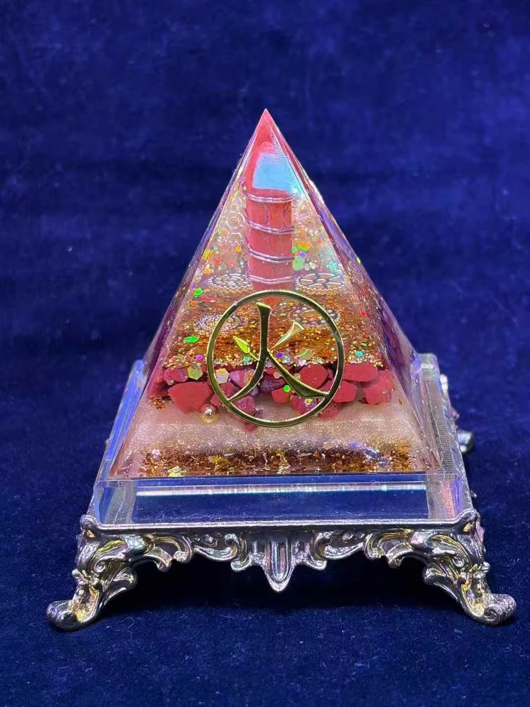 1pcs/lot Hot-selling new live-stream item Orgen pyramid decoration gift beautifully crafted built-in natural crystal fragments