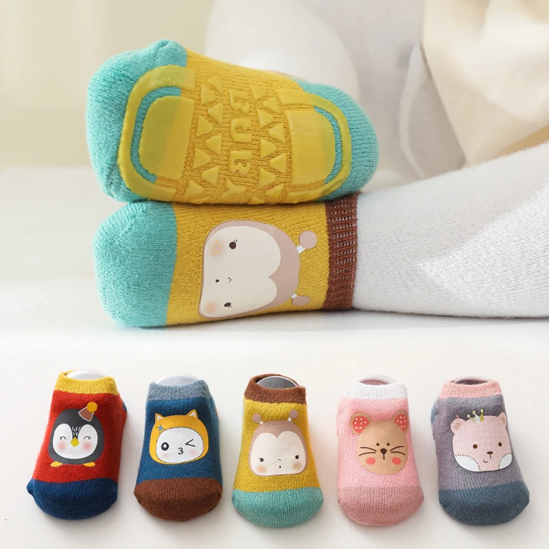 Children 1-5Y Boys Girls Socks Anti-Slip Newborn Cotton Rattle Cute Autumn Floor Stocking Warm Boots Infant Booties