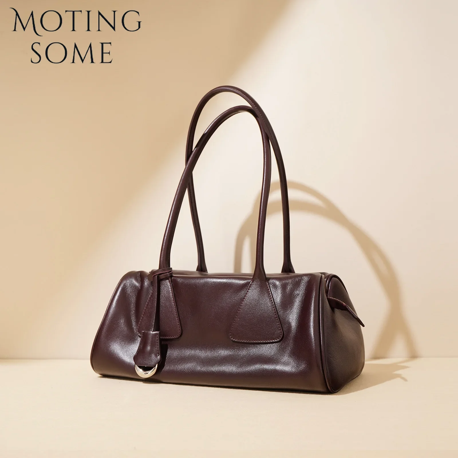 Motingsome shoulder underarm retro women luxury designer tote genuine leather bag messenger fashion lady satchel bowling bag