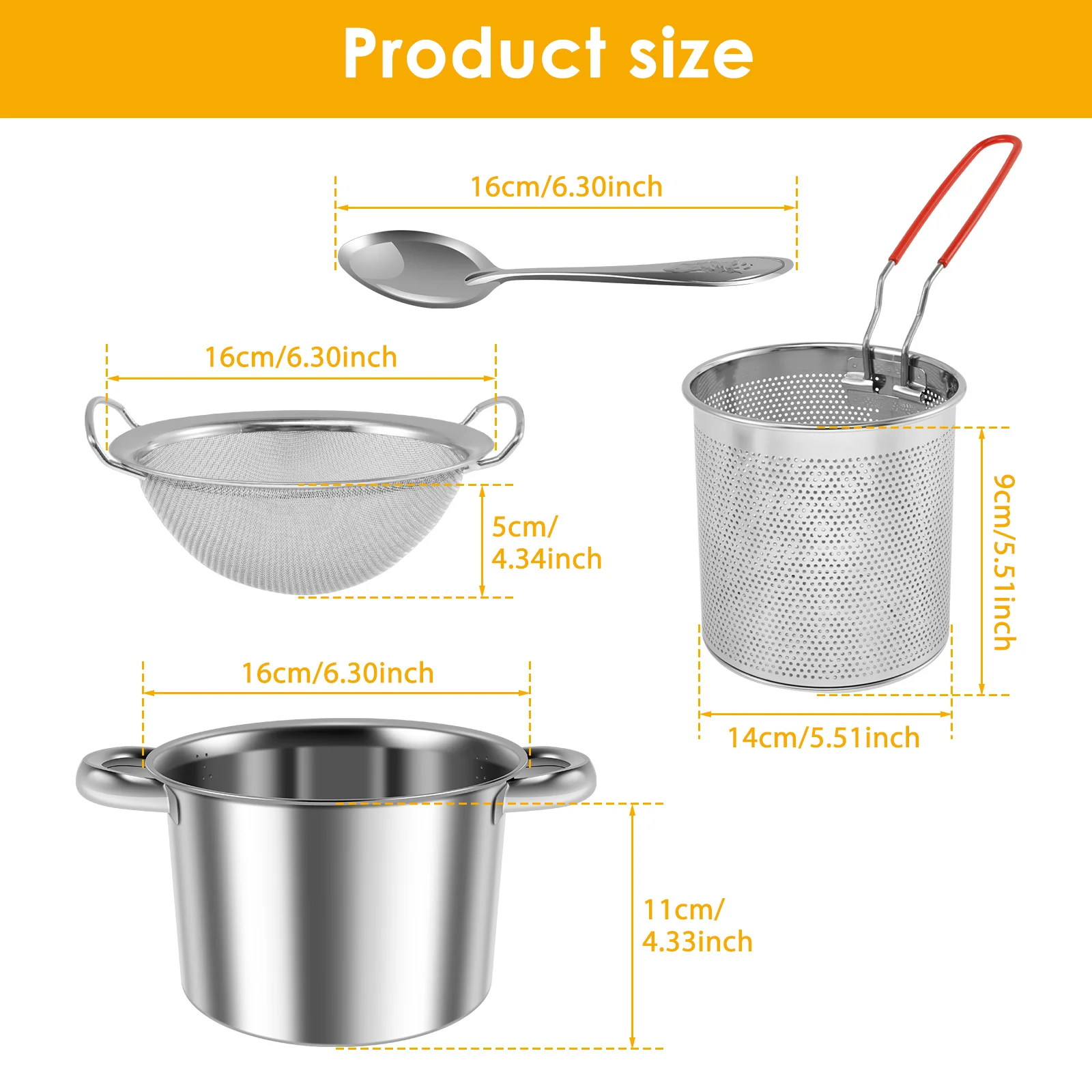 Oil Filter Pot with Basket Lid Stainless Steel Oil Strainer Container Large Opening Oil Strainer Pot Fryer Oil Saver Container