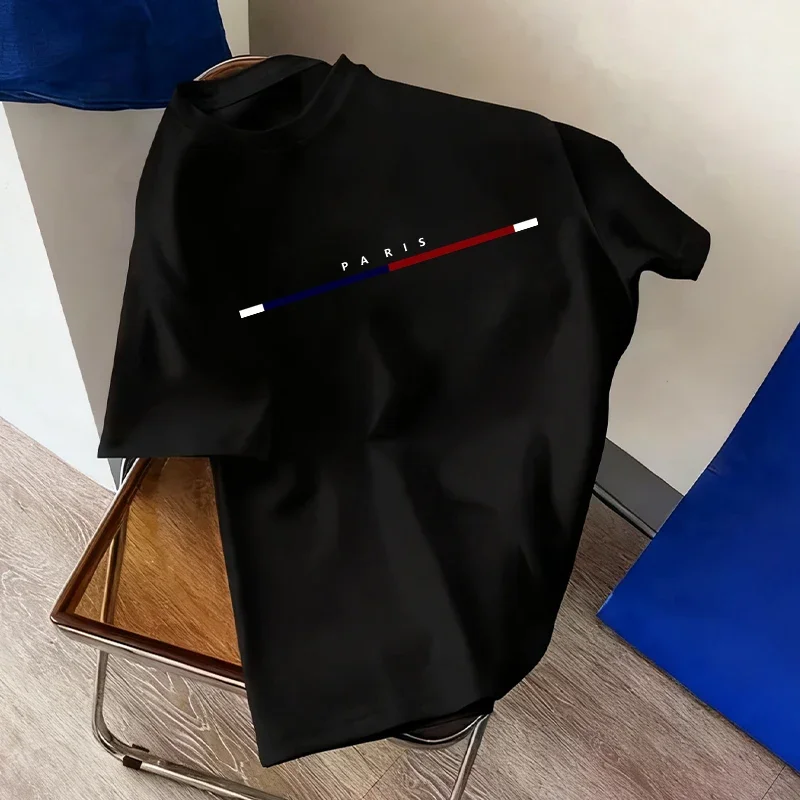 

Paris Fashion Mens Tshirt Spring Summer Casual Sports Short Sleeve Top Cotton Tee Oversize Comfort Outdoor Home Daily 7 Styles