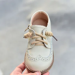 Genuine Leather Children casual shoes  British style Baby Boys shoes Non-slip Girs Flat ankle shoes Kids school shoes 6T 8T