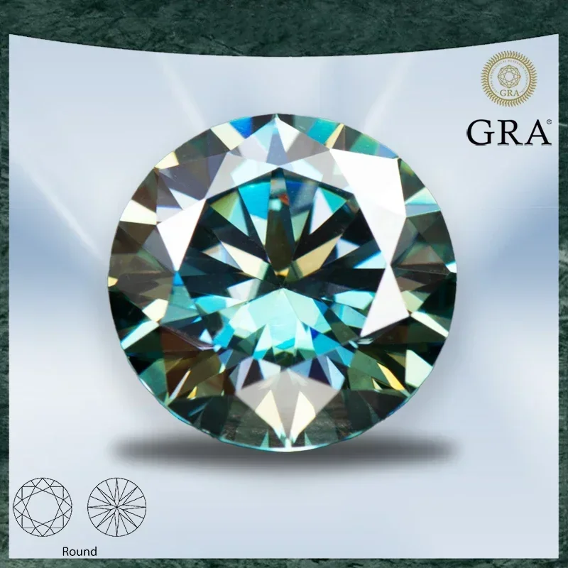 

Moissanite Stone Rainbow Blue Colour Round Cut with GRA Certificate for Gemstone Charms Beads Advanced Jewelry Making Materials