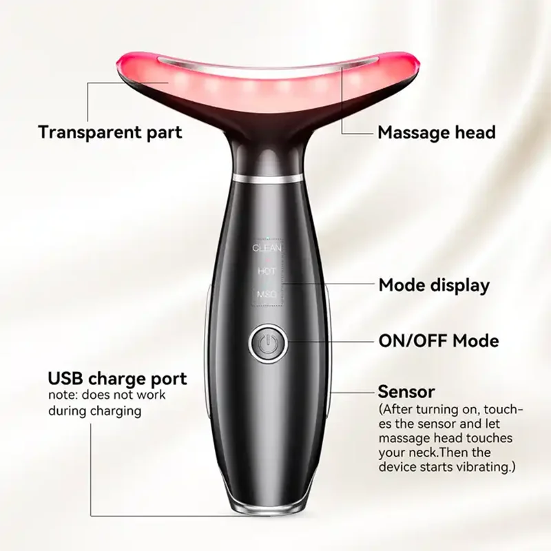 أداة تدليك الوجه من كاكوسان للتجاعيد، مدلك الوجه بالاهتزاز مع الحرارية، علاج بالضوء الأحمر للوجه أ