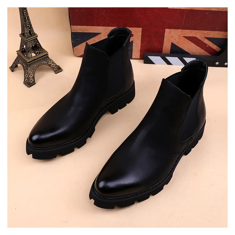 

men fashion chelsea boots slip-on original leather shoes cowboy autumn winter boot party prom dress platform ankle botas hombre
