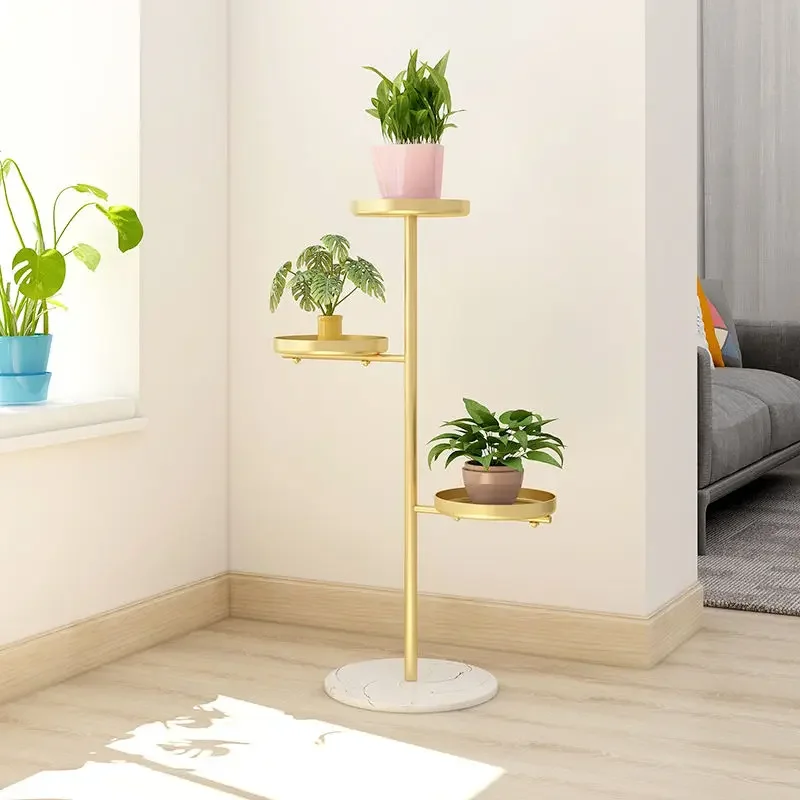 

Nordic Wrought Iron Flower Rack Indoor Living Room Luxury Marble Flower Pot Green Plant Multi-layer Shelf Garden Furniture Sets