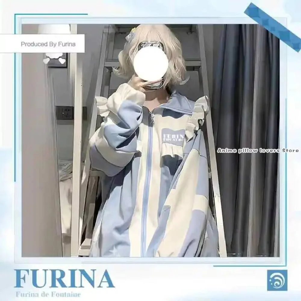 Аниме Furina Genshin Impact, повседневные толстовки, топы, студенческие весенне-осенние кардиганы в стиле Лолиты, милый кардиган в студенческом стиле, толстовка для косплея