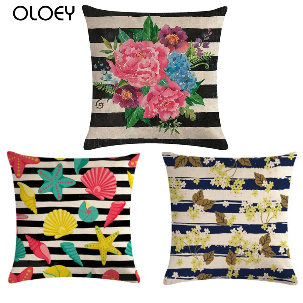 

Vintage Flower Pattern Cotton Linen Cushion Cover Pillowcase Waist Throw Pillow Cover Home Bedroom Hotel Car Decoration