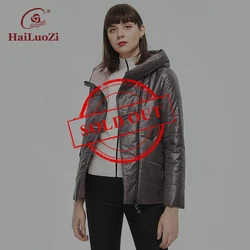 HaiLuoZi – veste grande taille à capuche pour femme, Parka décontractée, vêtement court et fin en coton, manteau chaud, 10