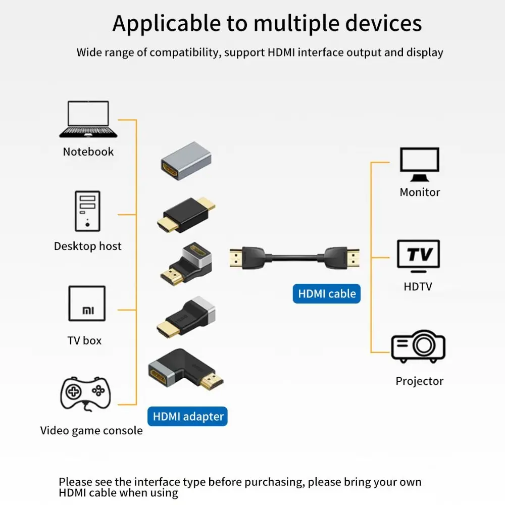 Adaptador de extensão de cabo hd universal macho para fêmea, extensor compatível com hdmi, conversor 4k 60hz