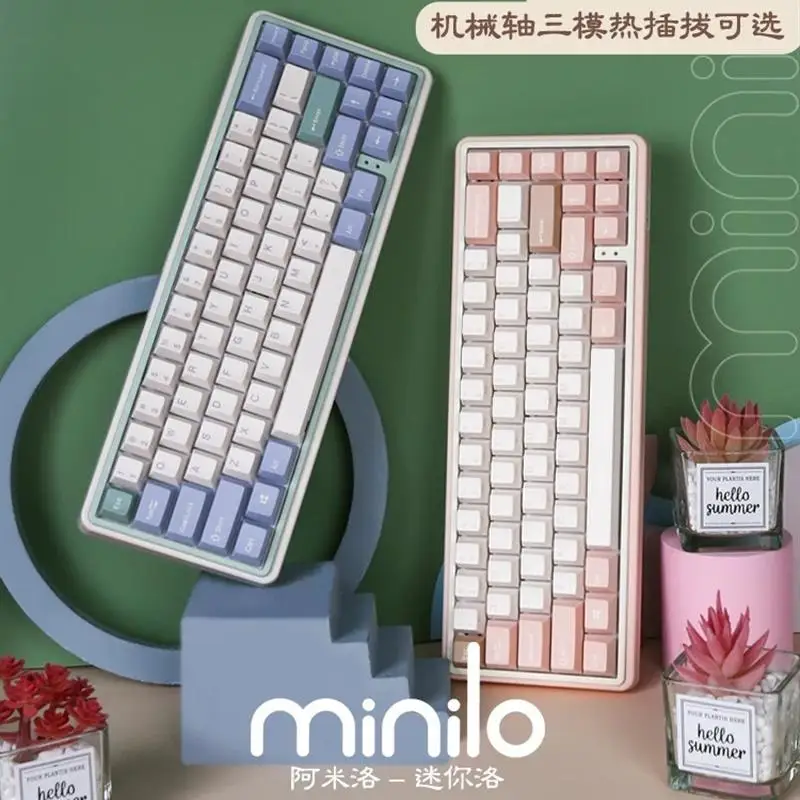 Imagem -01 - Varmilo-mini Teclado Mecânico sem Fio 3-mode Teclado 67key Pbt Keycaps Rgb Backlit 3-mode com Fio 2.4g Bt5.0 Mini 75 varmilo mini teclado mecanico sem fio 3 mode teclado 67key pbt keycaps rgb backlit 3 mode com fio 24g bt50 mini 75 01