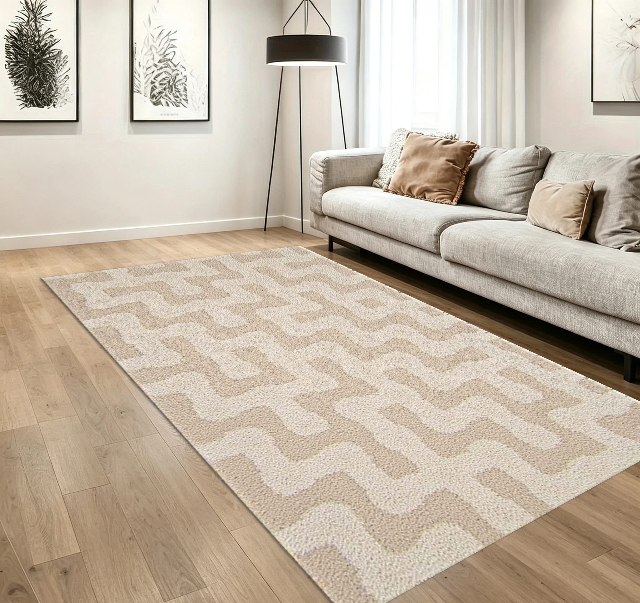 Geometric Maze Pattern Carpet Flooring Minimalist Household Area Rug for Living Room Study Room Home Decor