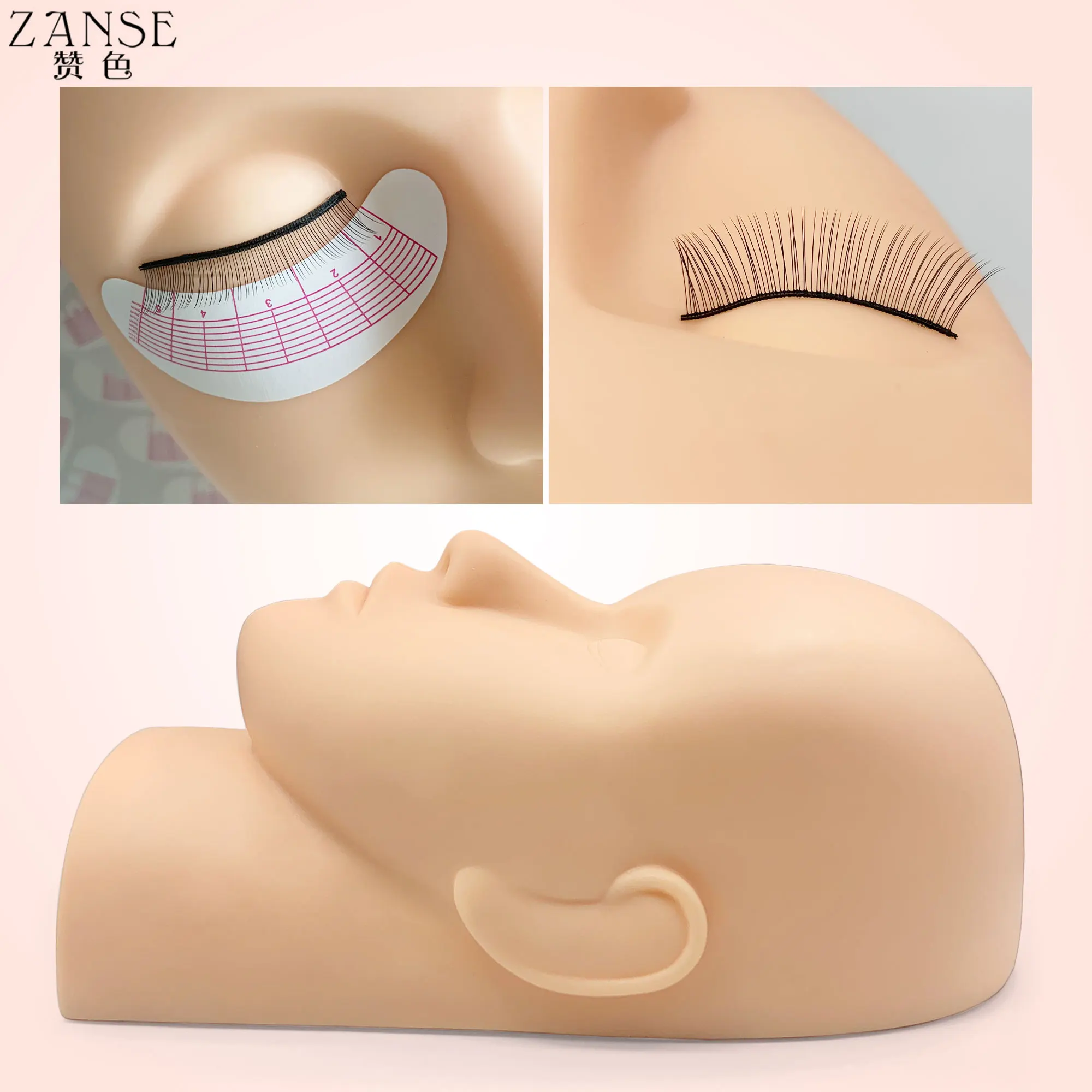 1 قطعة قالب رأس وهمية عارضة أزياء رئيس التدريب ماكياج نموذج المطاط العين الوجه رمش رمش تمديد ماكياج ممارسة رؤساء